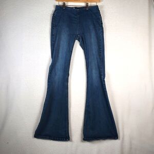 Free People High Rise Flare Jeans Women’s W26 Blue Stretch Pull On Boho Festival